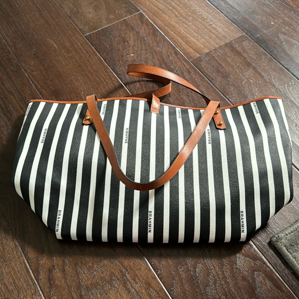 Brahmin Bag Black and White Logo Tote Bag